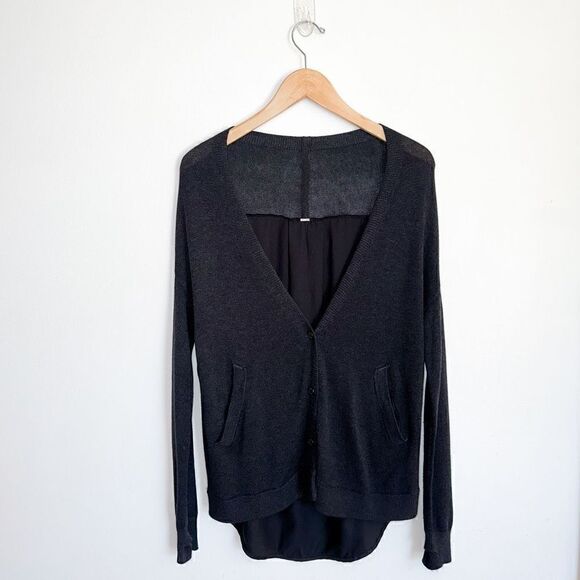 Lululemon Women’s Heathered Black Cardi in The Front Cardigan Sweater - Picture 2 of 9